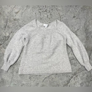 Precious Fibers 100% cashmere light grey sweater balloon sleeves